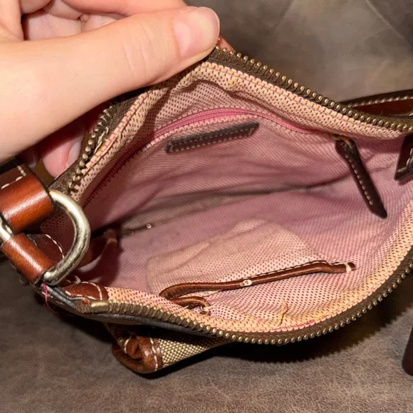 Dooney & Bourke Tan and Brown Monogram Crossbody Bag - Picture 4 of 4